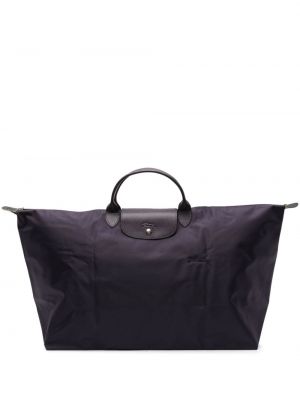 Haftowana torba podróżna Longchamp fioletowa