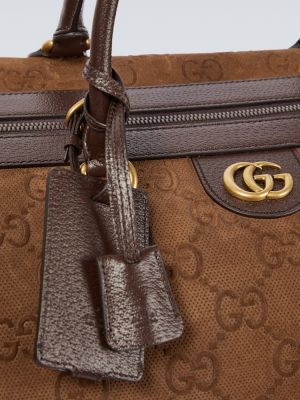 Велурени пътна чанта Gucci кафяво