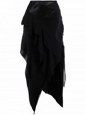 Приталенная шелковая асимметричная юбка Diesel, черный