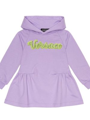 Hoodie i bomull för tjejer Versace Kids lila