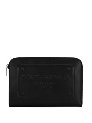 Iš natūralios odos vakarinė rankinė Dolce & Gabbana juoda