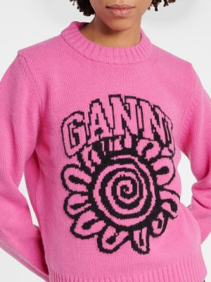 Vuneni džemper Ganni ružičasta