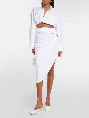Drapované midi sukně Jacquemus bílé