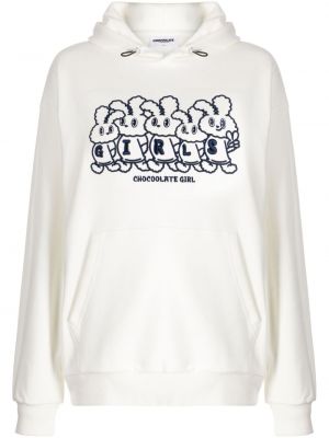 Pamučna hoodie s kapuljačom s printom Chocoolate bijela