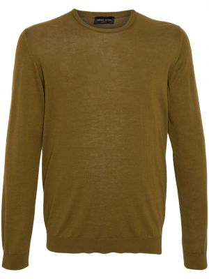 Kokvilnas džemperis ar apaļu kakla izgriezumu Roberto Collina zaļš