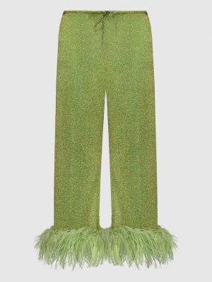 Прямые брюки с перьями Oseree зеленые