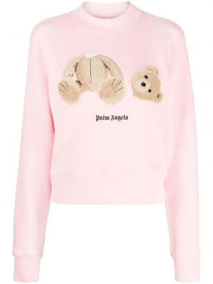 Sweatshirt aus baumwoll mit print Palm Angels pink