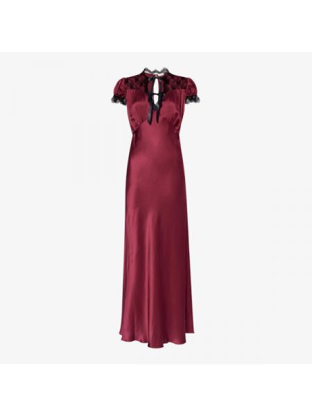 Кружевное шелковое длинное платье Rodarte красное