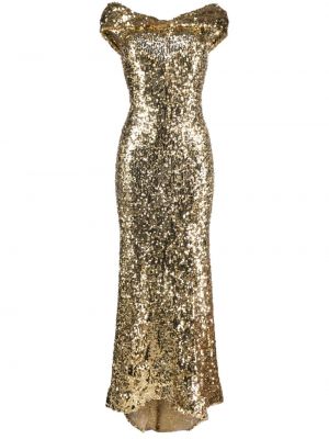 Koktejl obleka s cekini Atu Body Couture zlata
