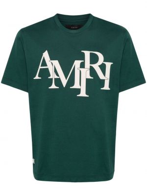 Raštuotas medvilninis marškinėliai Amiri žalia