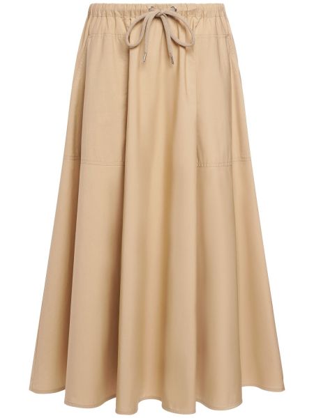 Bavlnená dlhá sukňa Moncler béžová