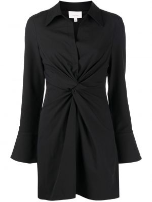 Dlouhé šaty s výstřihem do v s dlouhými rukávy z polyesteru Cinq A Sept - černá
