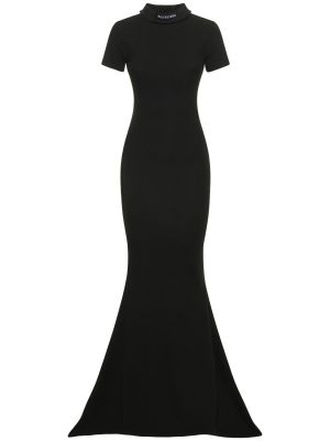 Czarna sukienka długa bawełniana z dżerseju Balenciaga