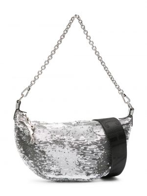 Crossbody torbica s cekini Longchamp srebrna