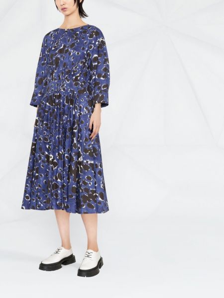 Sukienka midi z nadrukiem w abstrakcyjne wzory Marni niebieska