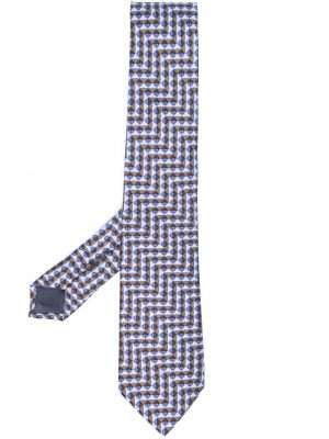 Cravate en soie à motif géométrique Giorgio Armani bleu