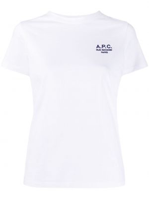 Camiseta con bordado manga corta A.p.c. blanco