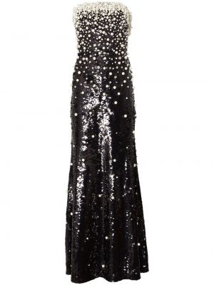 Вечерна рокля с пайети с мъниста Carolina Herrera черно