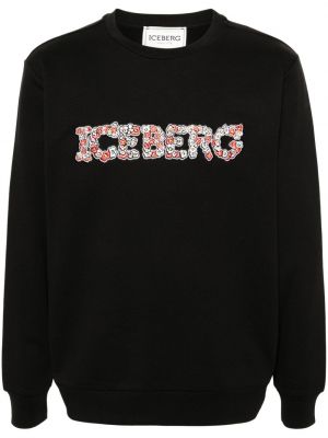Medvilninis siuvinėtas džemperis Iceberg juoda