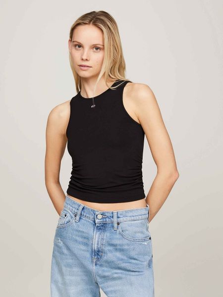 Top sin mangas slim fit Tommy Jeans negro