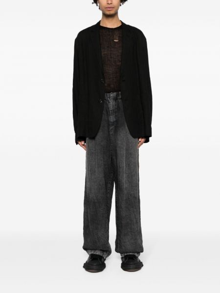 Lněné kalhoty relaxed fit Maison Mihara Yasuhiro černé