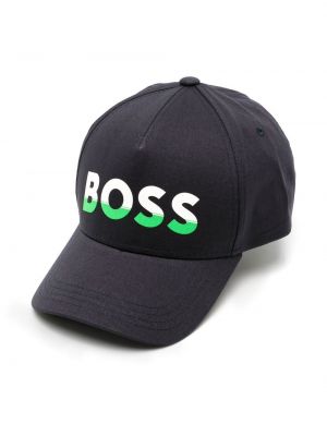Cappello con visiera con stampa Boss blu