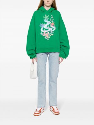 Kokvilnas kapučdžemperis ar apdruku Erl zaļš
