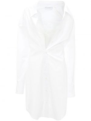 Klasické bavlněné mini šaty s dlouhými rukávy Jw Anderson - bílá