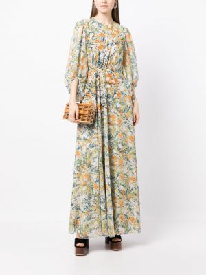 Sukienka długa w kwiatki z nadrukiem plisowana Sachin & Babi zielona