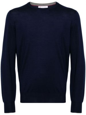Džemper s okruglim izrezom Brunello Cucinelli plava