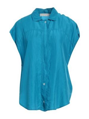Camisa de seda Tela azul