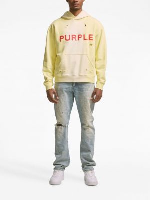 Kokvilnas kapučdžemperis ar apdruku Purple Brand