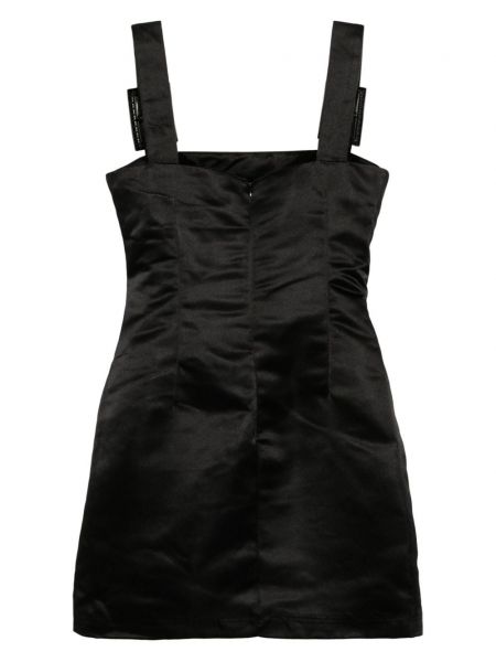 Křišťálové saténové šaty s přezkou Cynthia Rowley černé