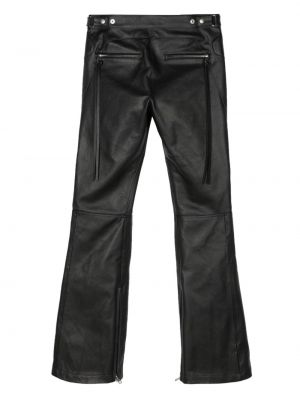 Kožené rovné kalhoty Courrèges černé