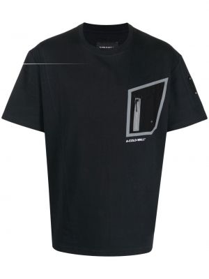 Asimetrisks t-krekls ar apdruku ar kabatām A-cold-wall* melns