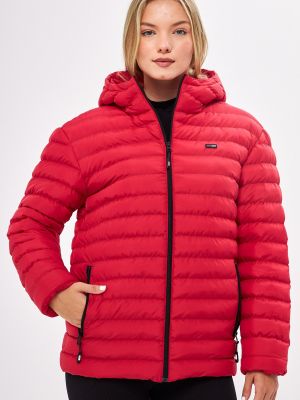 Nepromokavý péřový zimní kabát s kapucí River Club červený