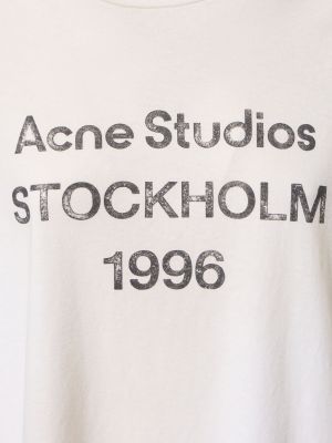 Bavlněné tričko s potiskem jersey Acne Studios bílé