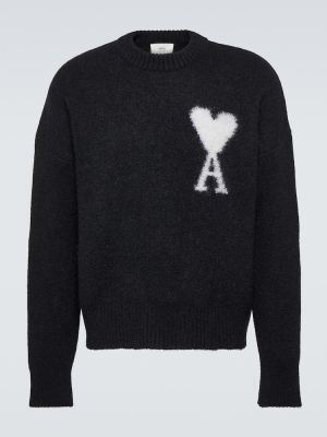 Vlnený sveter z alpaky Ami Paris čierna
