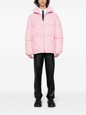 Pikowana kurtka puchowa tweedowa Gcds różowa