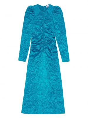 Σατέν μίντι φόρεμα Ganni μπλε