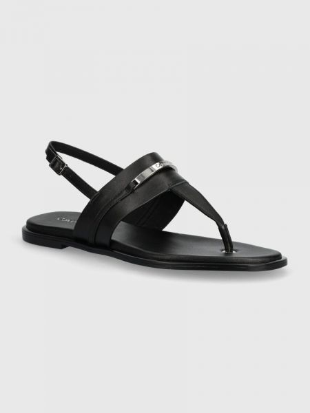 Usnjene sandali brez pet Calvin Klein črna