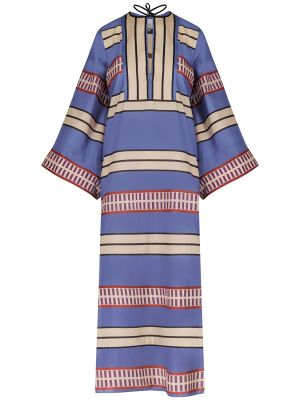 Midi šaty s tropickým vzorom Johanna Ortiz modrá