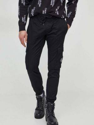 Czarne spodnie cargo skinny fit w jednolitym kolorze slim fit Calvin Klein Jeans