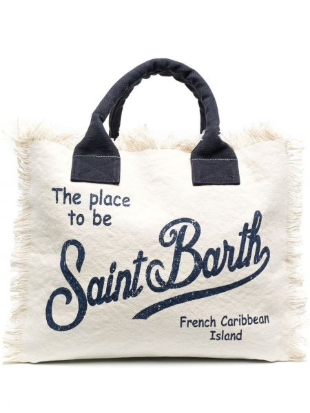 Τσάντα shopper με κρόσσια Mc2 Saint Barth μπεζ