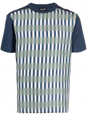 Csíkos póló nyomtatás Giorgio Armani kék