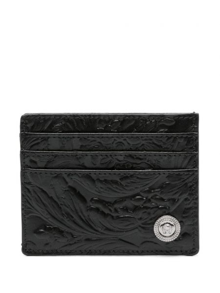 Portefeuille en cuir à imprimé Versace noir