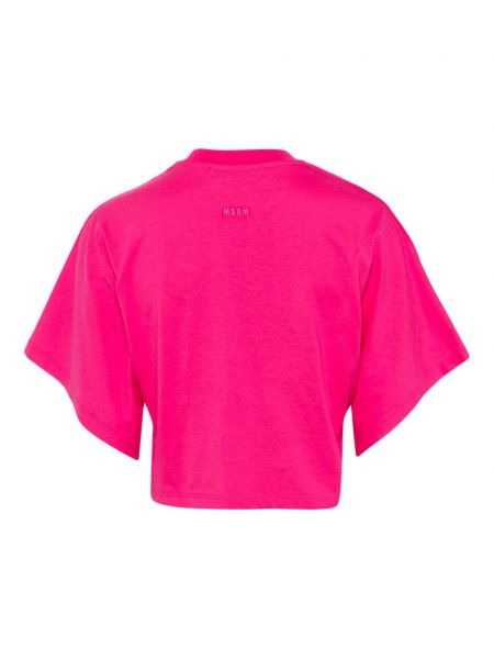 Kokvilnas t-krekls ar ziediem Msgm rozā