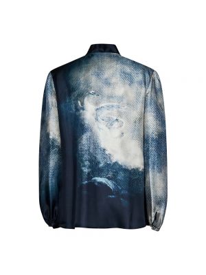 Jedwabna bluzka Roberto Cavalli niebieska