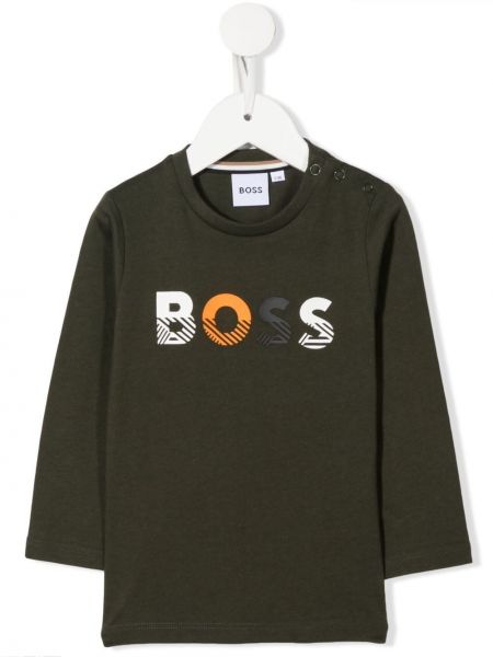 T-shirt con stampa a maniche lunghe Boss Kidswear verde