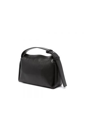 Bolsa de hombro de cuero con cremallera de cuero sintético Calvin Klein negro